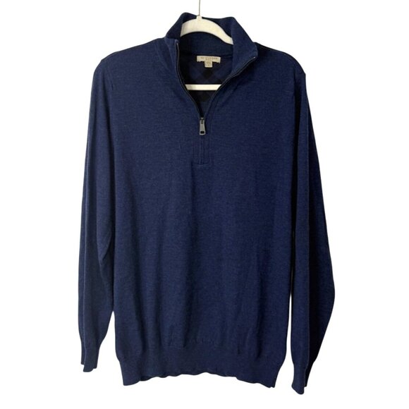 Burberry Brit Mens 1/4 Zip Sweater Extra Fine Merino Wool Pullover Blue Size XL - Picture 1 of 7